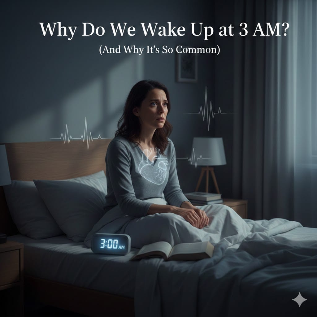 Digital alarm clock showing 3:00 AM in a dark bedroom while a person lies awake in bed
